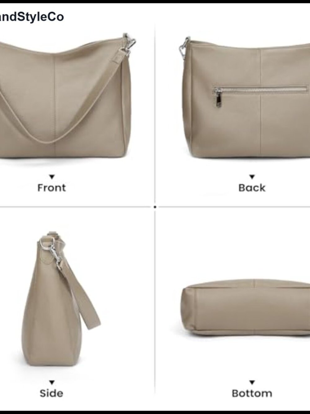 Genuine Leather Hobo Shoulder Crossbody Bag for Women Medium - Picture 5 of 6